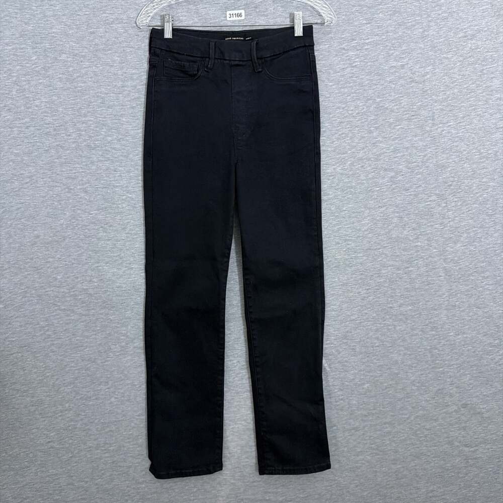 Good American Women's Small Dark Wash Black Pull On Straight Jeans Stretchy